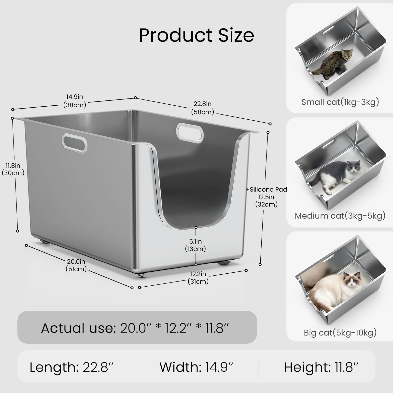PTFFF high-sides 11-8inch design reduces litter scatter significantly.