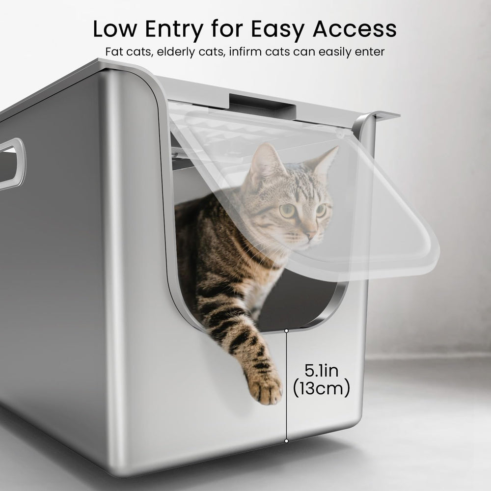 PTFFF litter box with wheels and handles for effortless relocation.