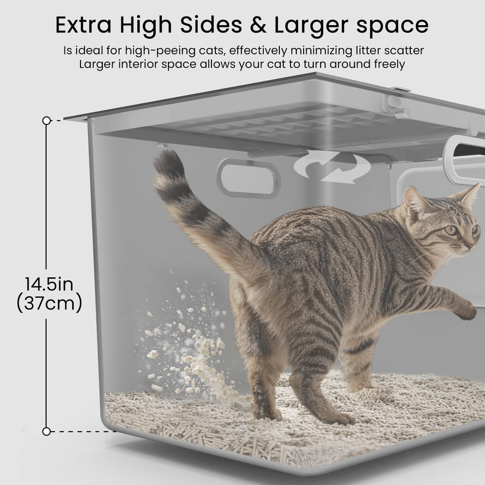 PTFFF stainless-steel litter box non-stick surface simplifies quick rinses after use.