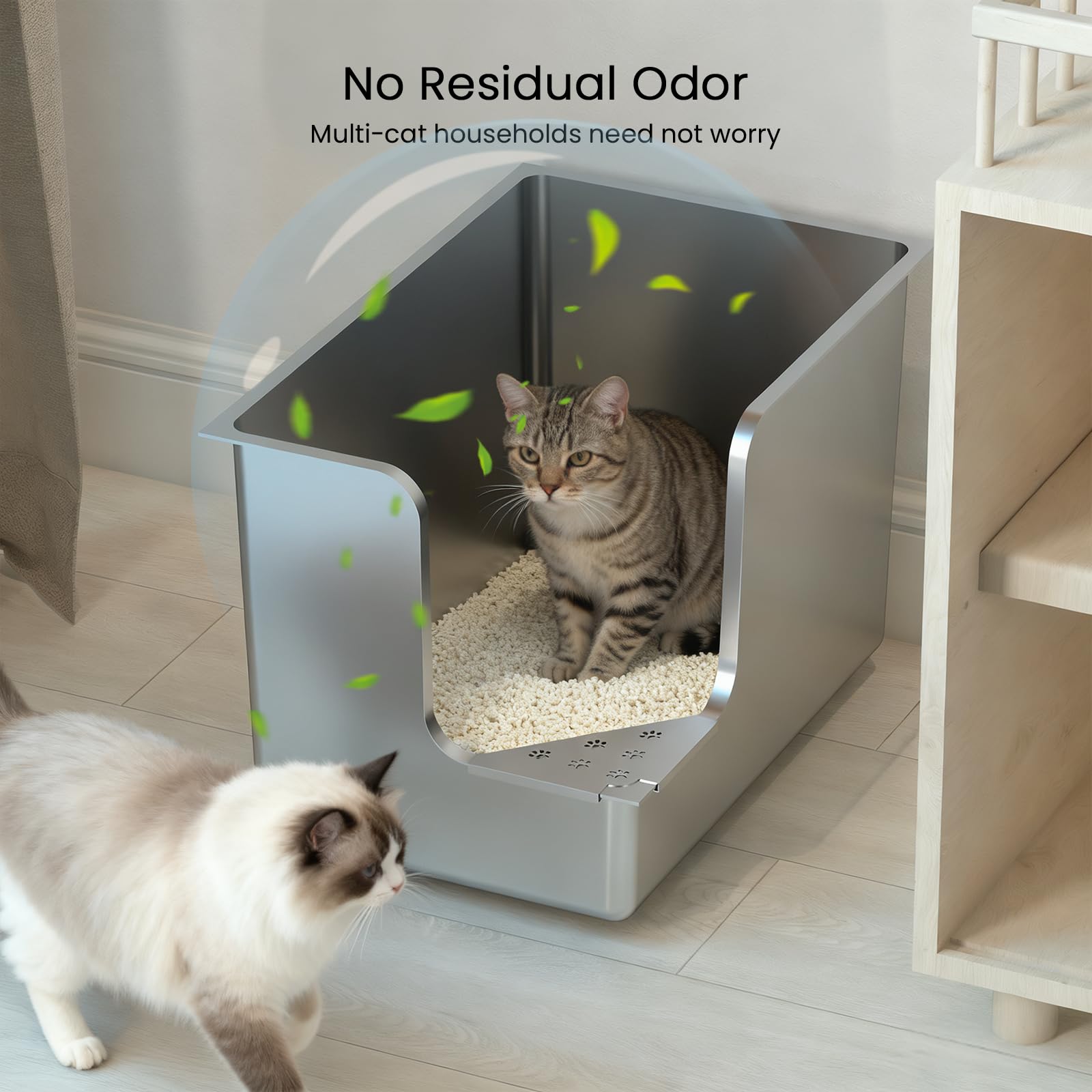 PTFFF non-slip base keeps litter box steady during use