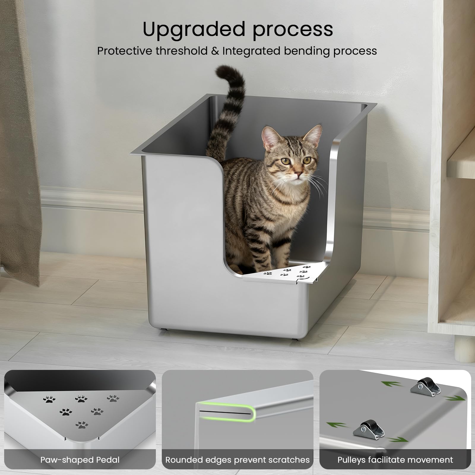 PTFFF corner-entry litter box supports kittens and seniors with gentle access