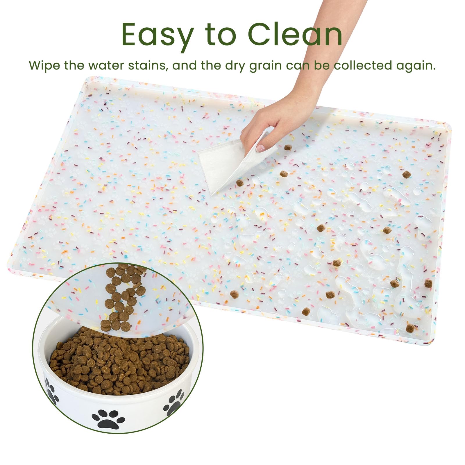 Ptlom dishwasher-safe pet mat for quick cleaning