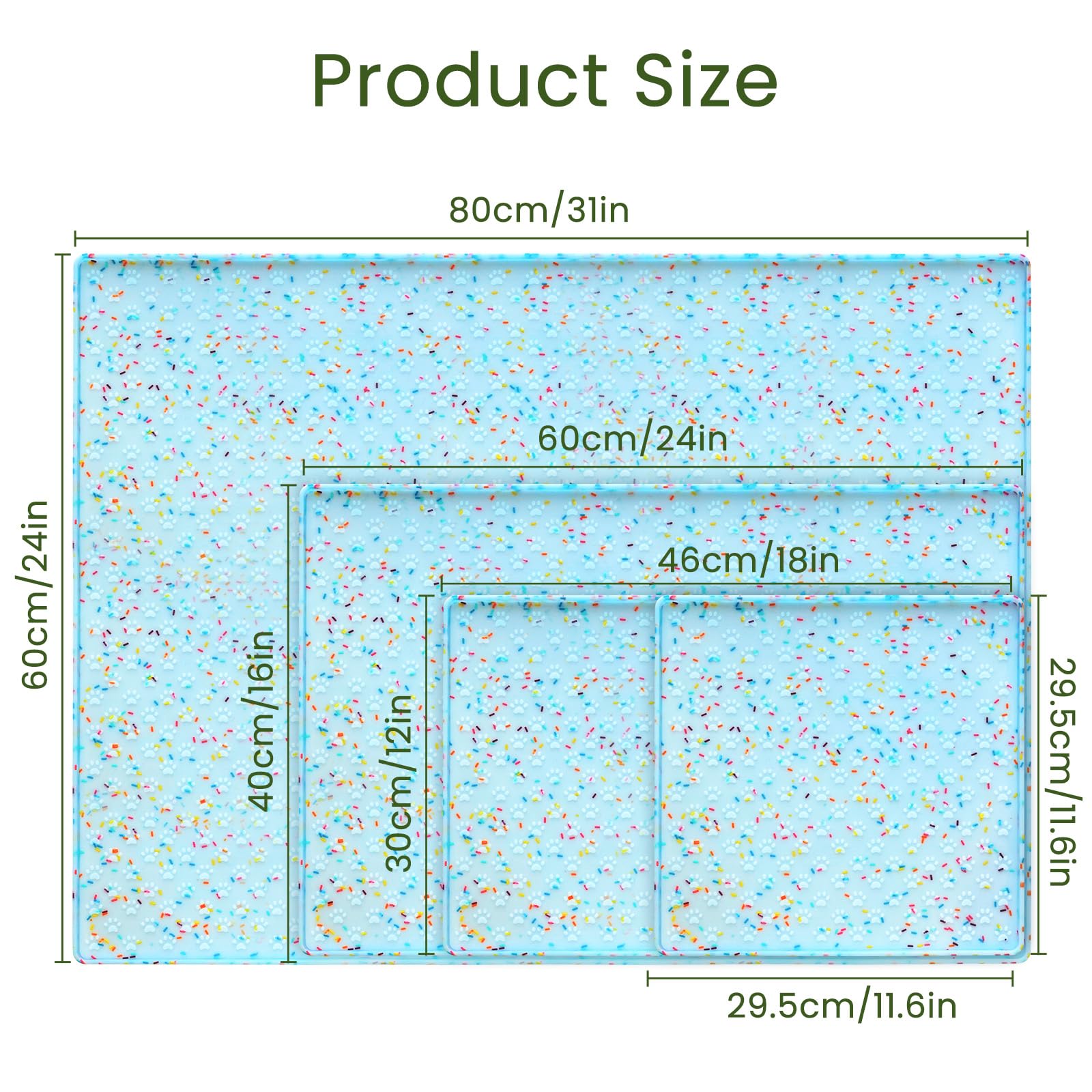 Ptlom dog feeder mat with raised edges catches spills for cleaner feeding.