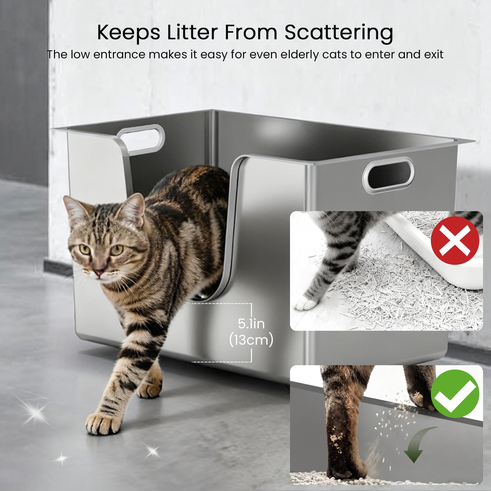 Ptlom litter box with wheels and handles for easy relocation during cleaning.