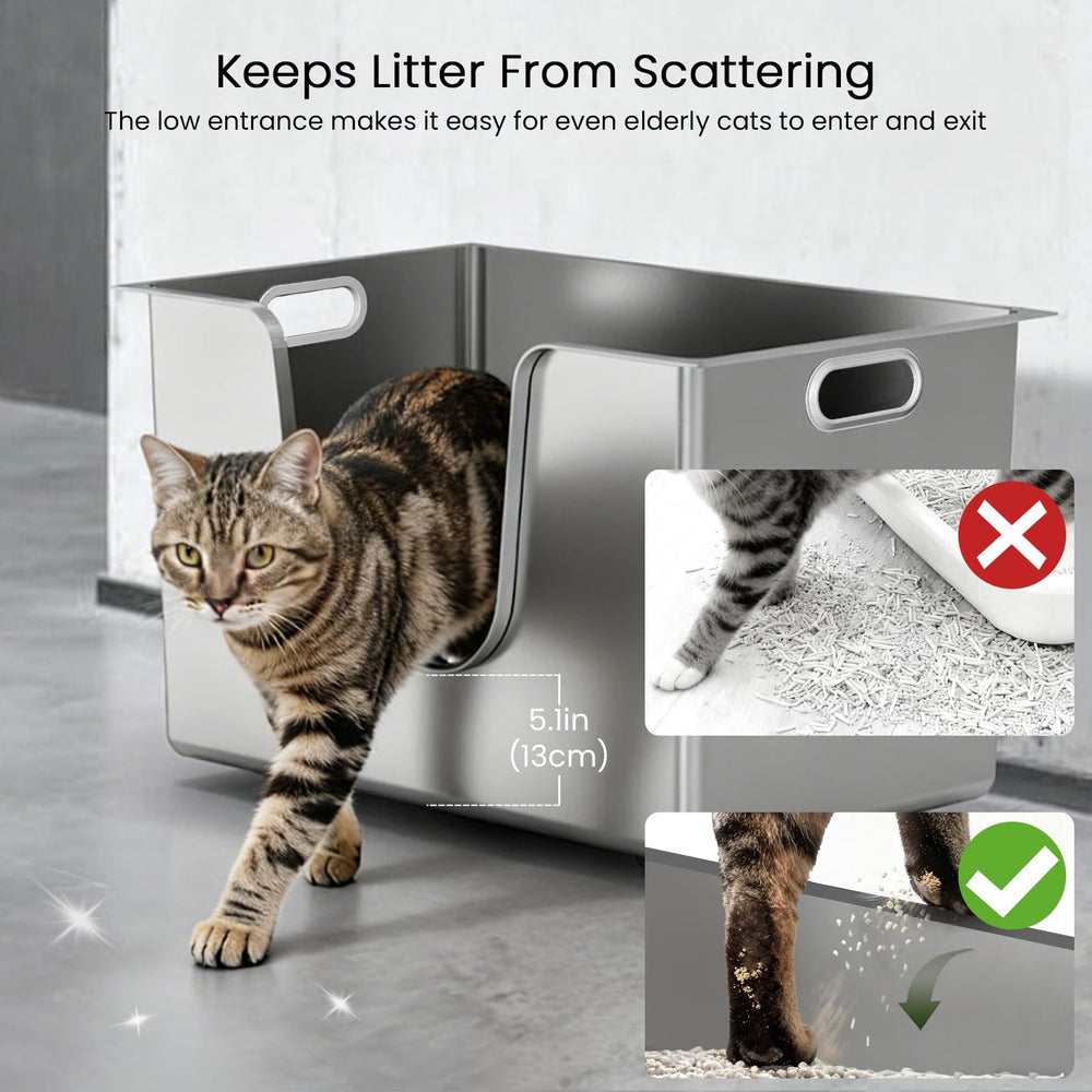 Ptlom litter box with wheels and handles for easy relocation during cleaning.