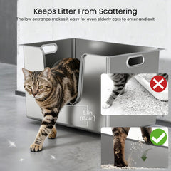 Ptlom litter box with wheels and handles for easy relocation during cleaning.
