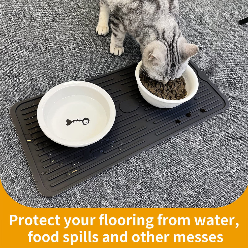 Ptlom black silicone placemat blends with home decor while containing mess