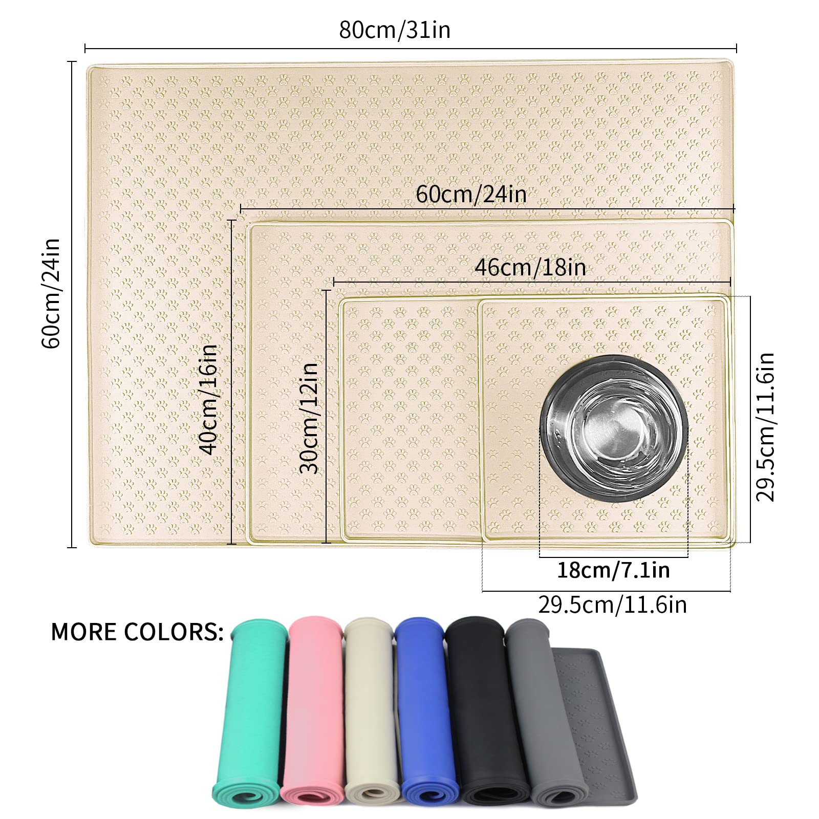 Ptlom placemat beige edge design demonstrating spill containment.