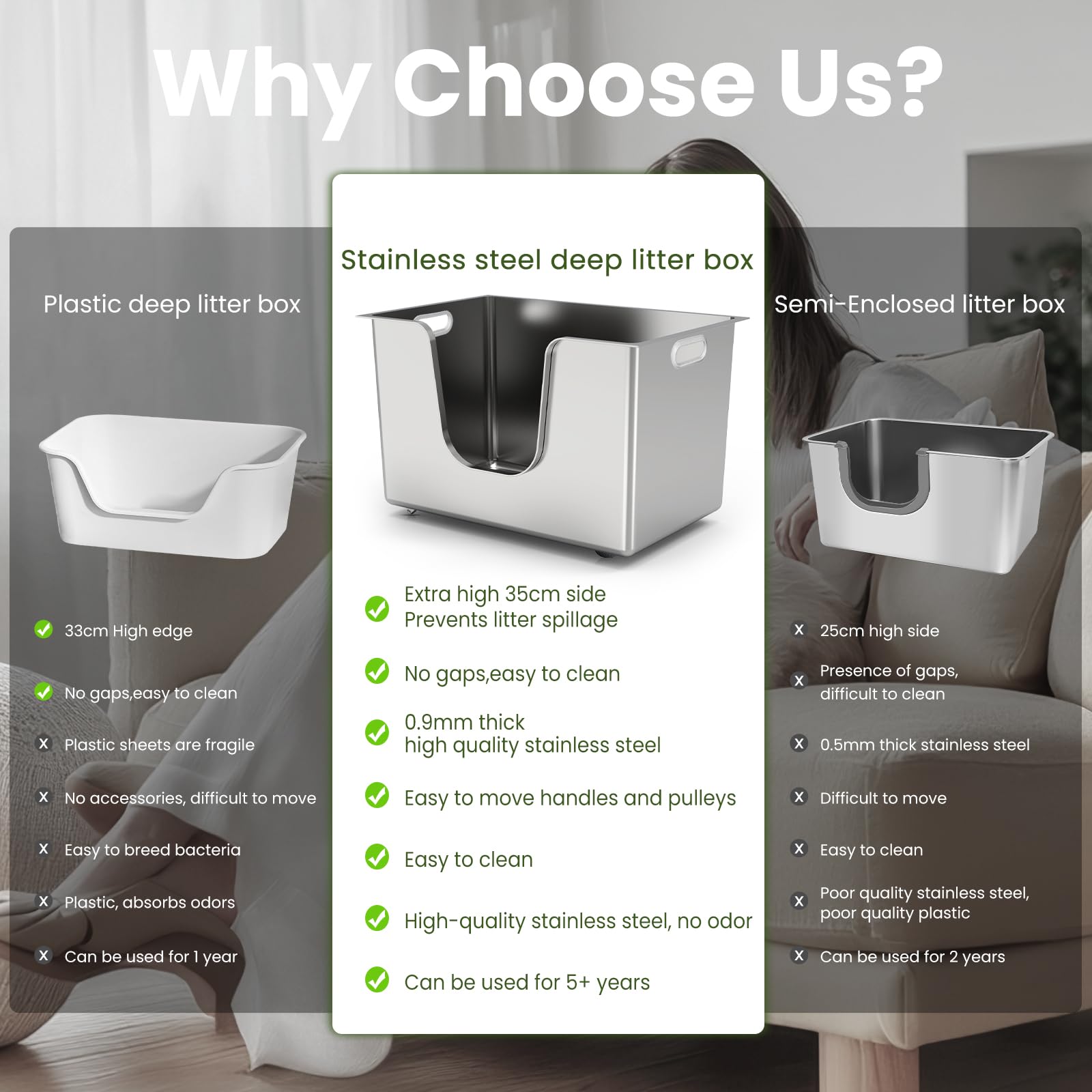 Ptlom space-saving enclosed litter box ideal for multi-cat homes.