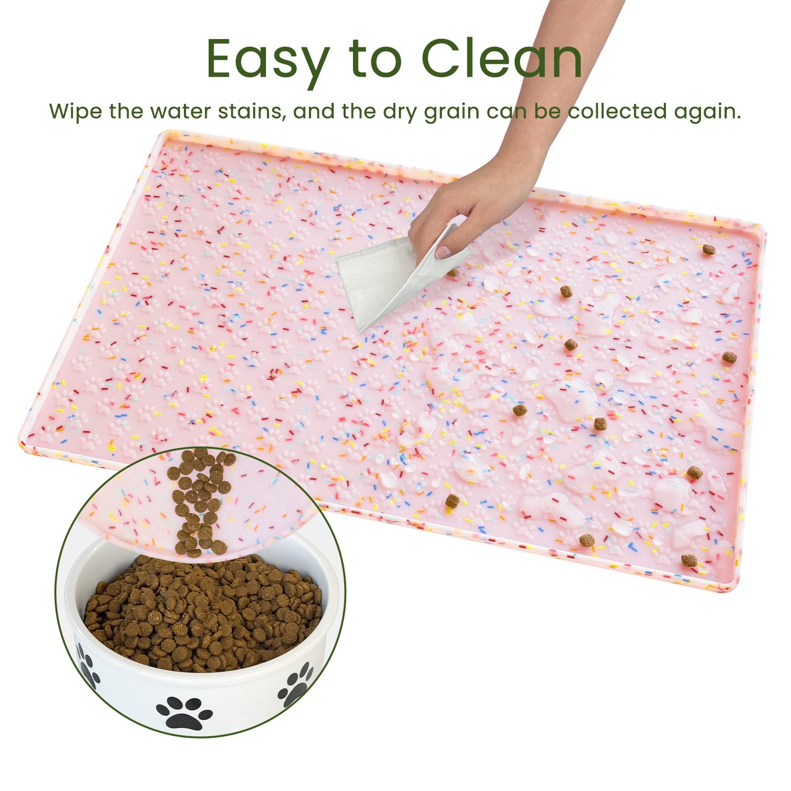 Ptlom under-bowls mat creates a mess-proof feeding station.