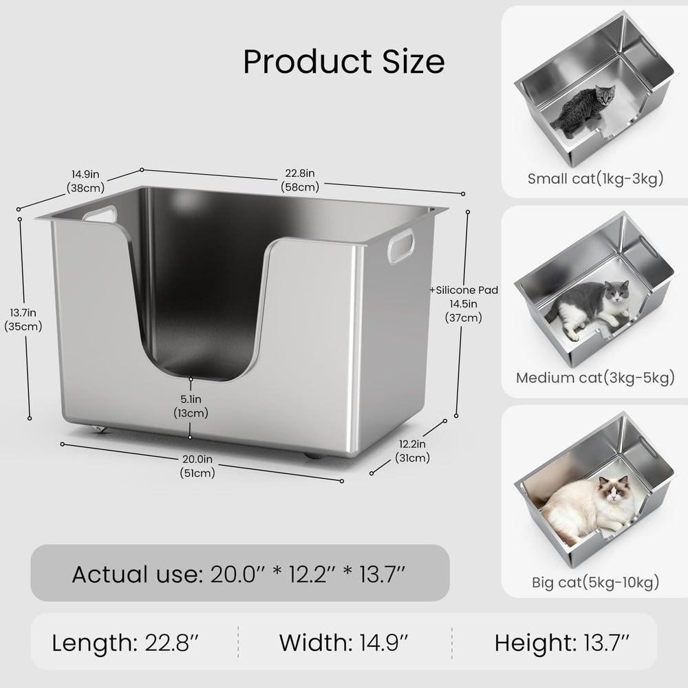 Ptlom XL metal litter pan for big cats and privacy during toileting.