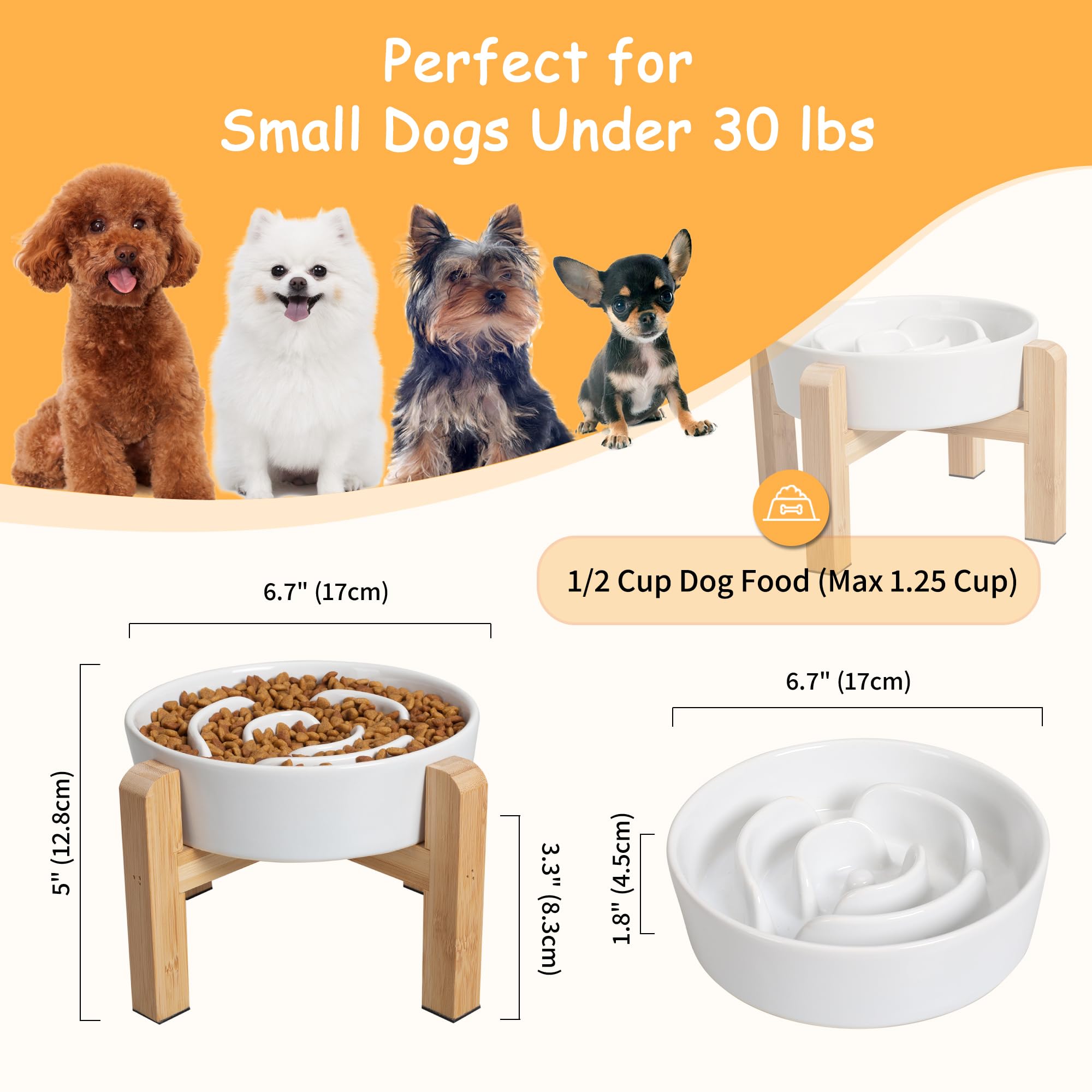 PTOBER bamboo stand raises bowl for comfortable posture during meals