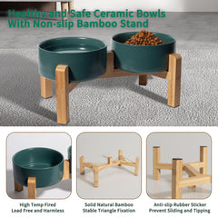 PTOBER bamboo stand with rubber feet keeps bowls from sliding.
