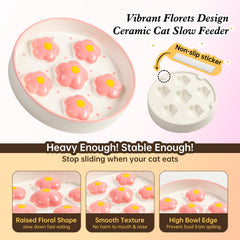 PTOBER non-slip cat bowl keeps meals in place on smooth floors.