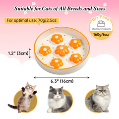 PTOBER ceramic cat slow feeder bowl with wide diameter eases whisker contact during meals.