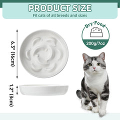 PTOBER ceramic cat dishes designed for slow eating and comfortable whiskers.