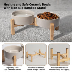 PTOBER 3.6 cup ceramic bowl on stand for larger small breed meals.