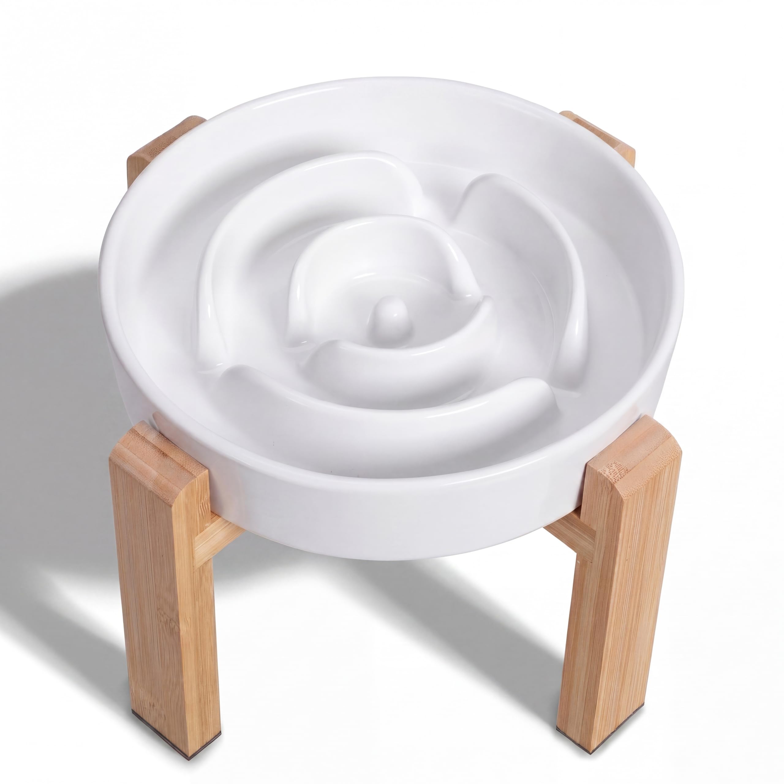 PTOBER elevated slow feeder bowl ceramic dish promotes gradual dining for better enjoyment