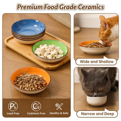 PTOBER Microwave safe cat bowls for quick warming of meals.