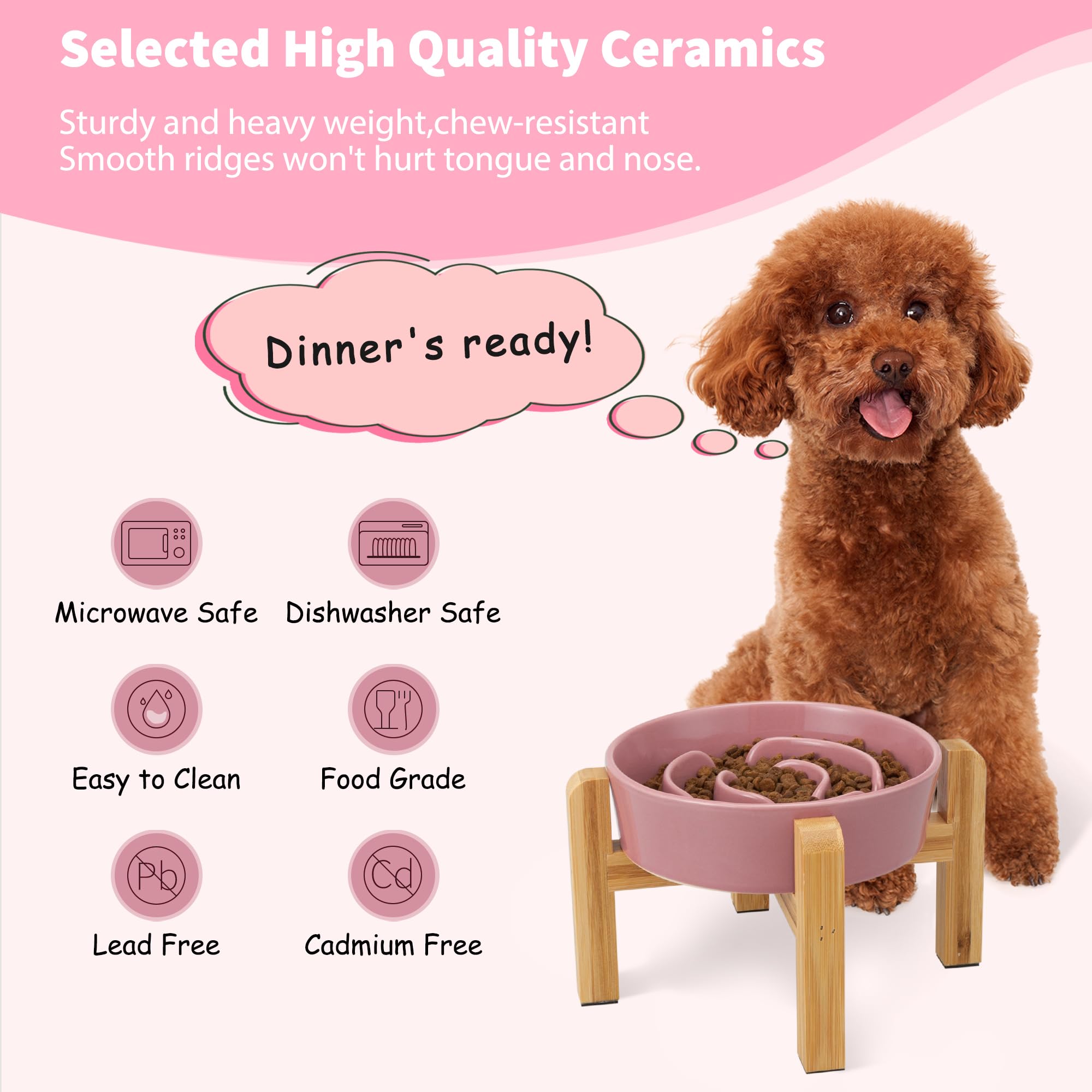 PTOBER pink elevated bowl design adds cheerful touch to feeding area
