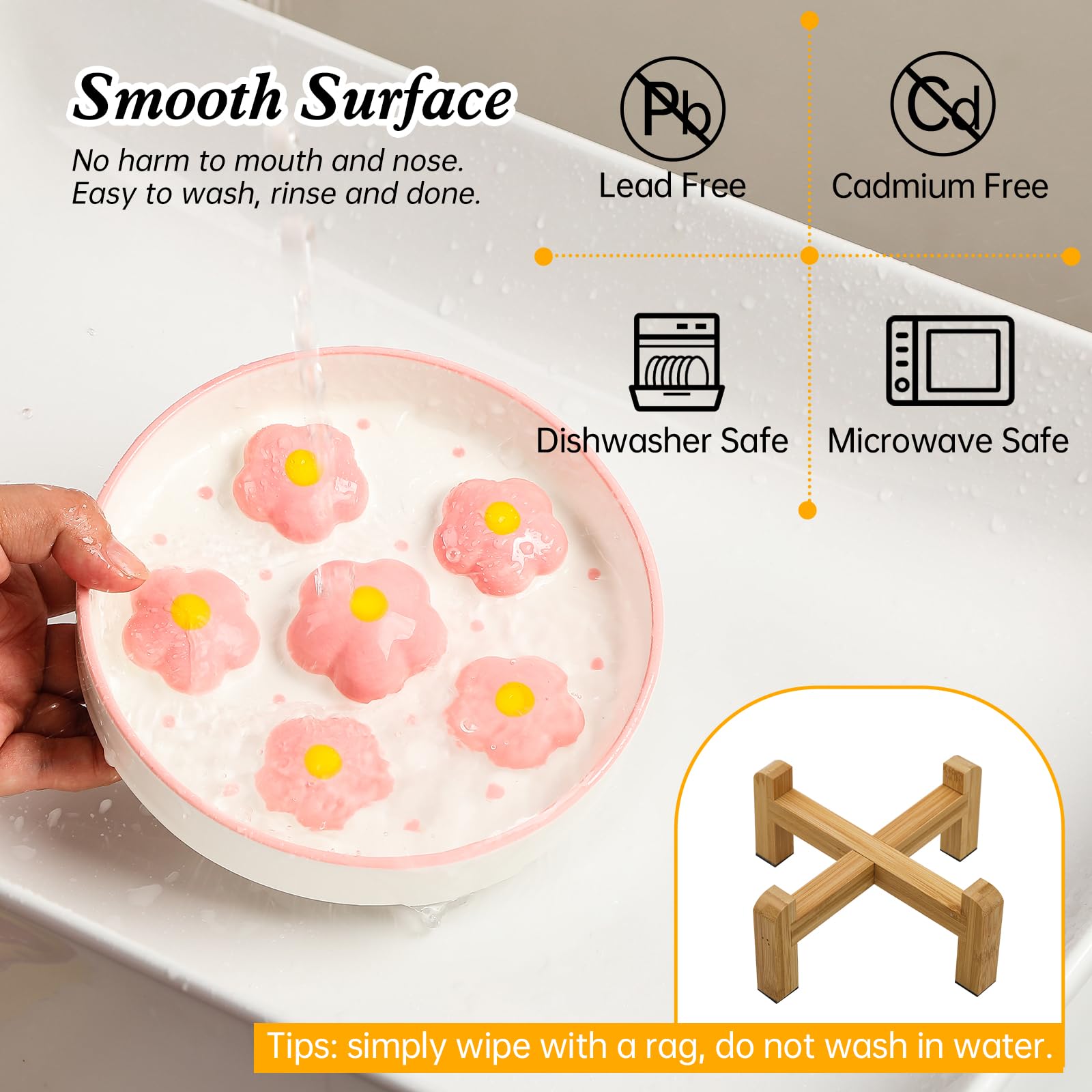 PTOBER whisker-friendly bowl with large diameter protects sensitive whiskers