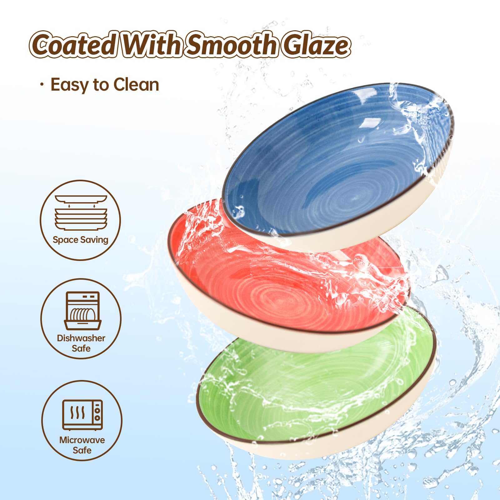 PTOBER Rainbow colors with hand painted edges brighten mealtimes.