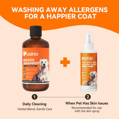 Close-up shows application for hot spots and itchy skin relief