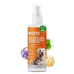 PUAINTA hot spot spray bottle for dogs with soothing formula.