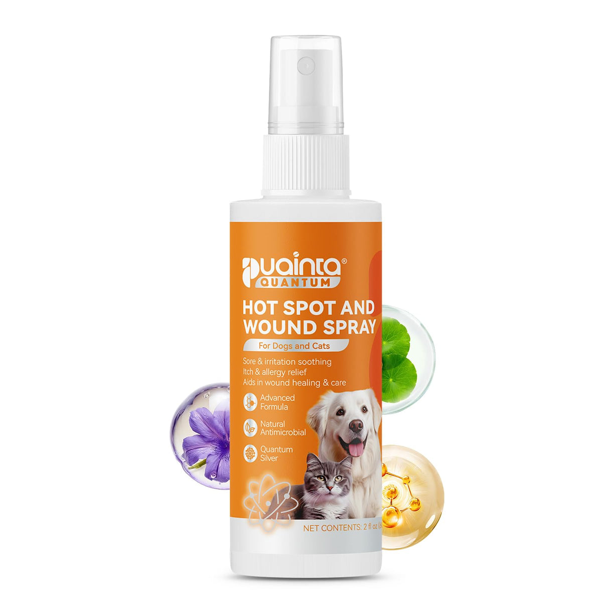 PUAINTA hot-spot spray bottle for dogs, soothing irritated skin on contact