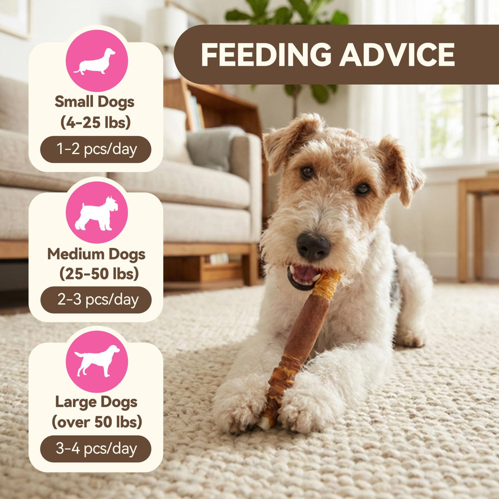 Puddonio chew sticks suitable for small to large dogs during use
