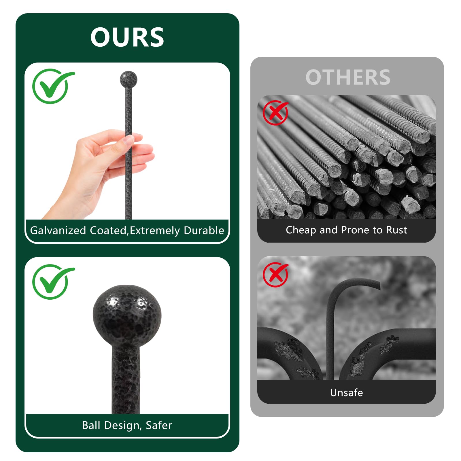 Top bumper ball on stake protects dogs from rough edges during play.