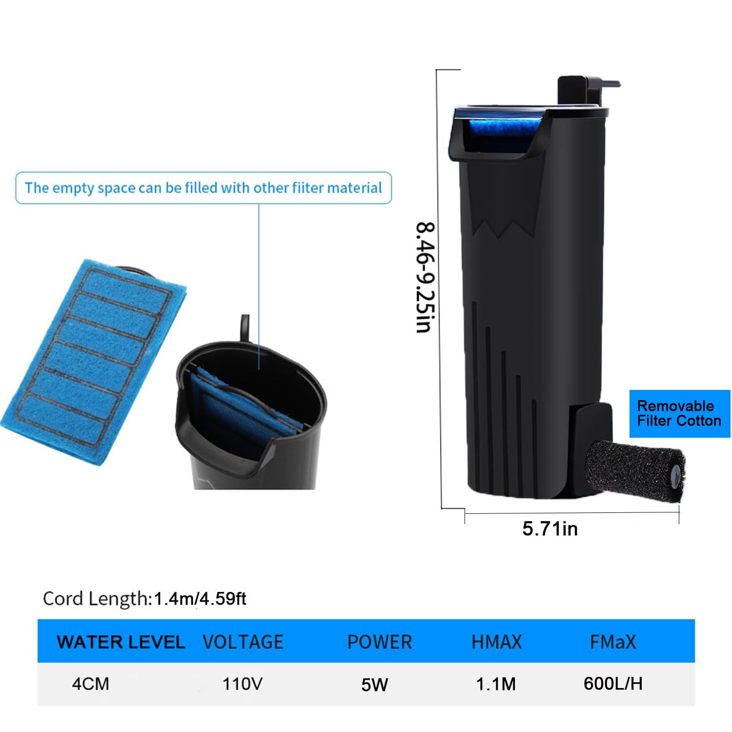 PUEUTU compatible with 5-40 gallon tanks for freshwater or marine