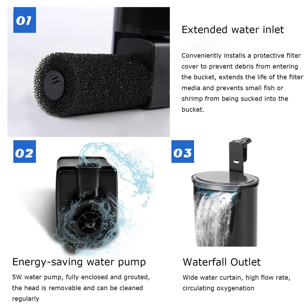 PUEUTU suction cups and clips secure in-tank installation