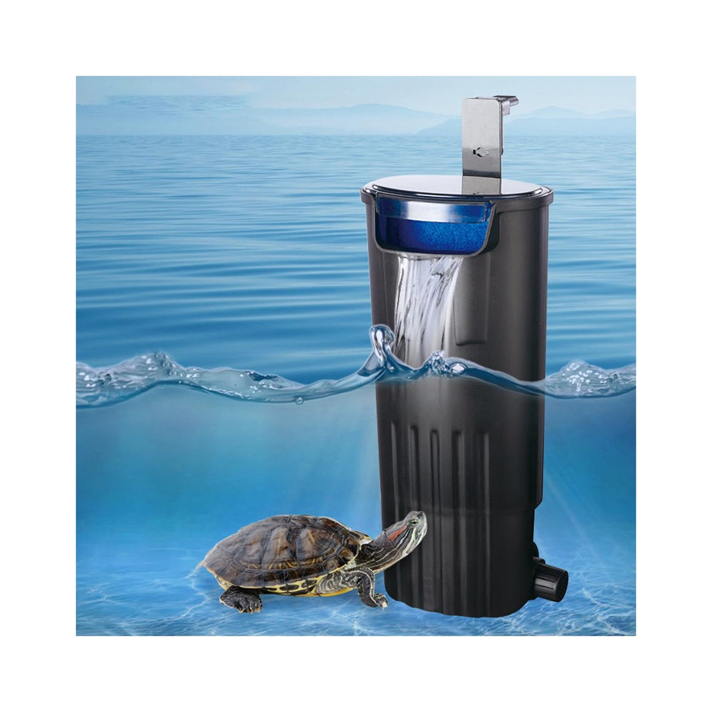 PUEUTU turtle tank filter front view showing compact design and strong filtration