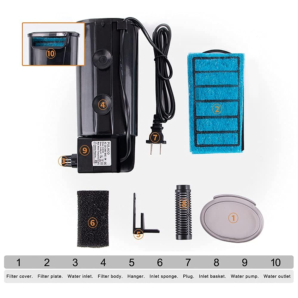 PULACO aquarium internal filter quiet pump minimizes noise during daily use