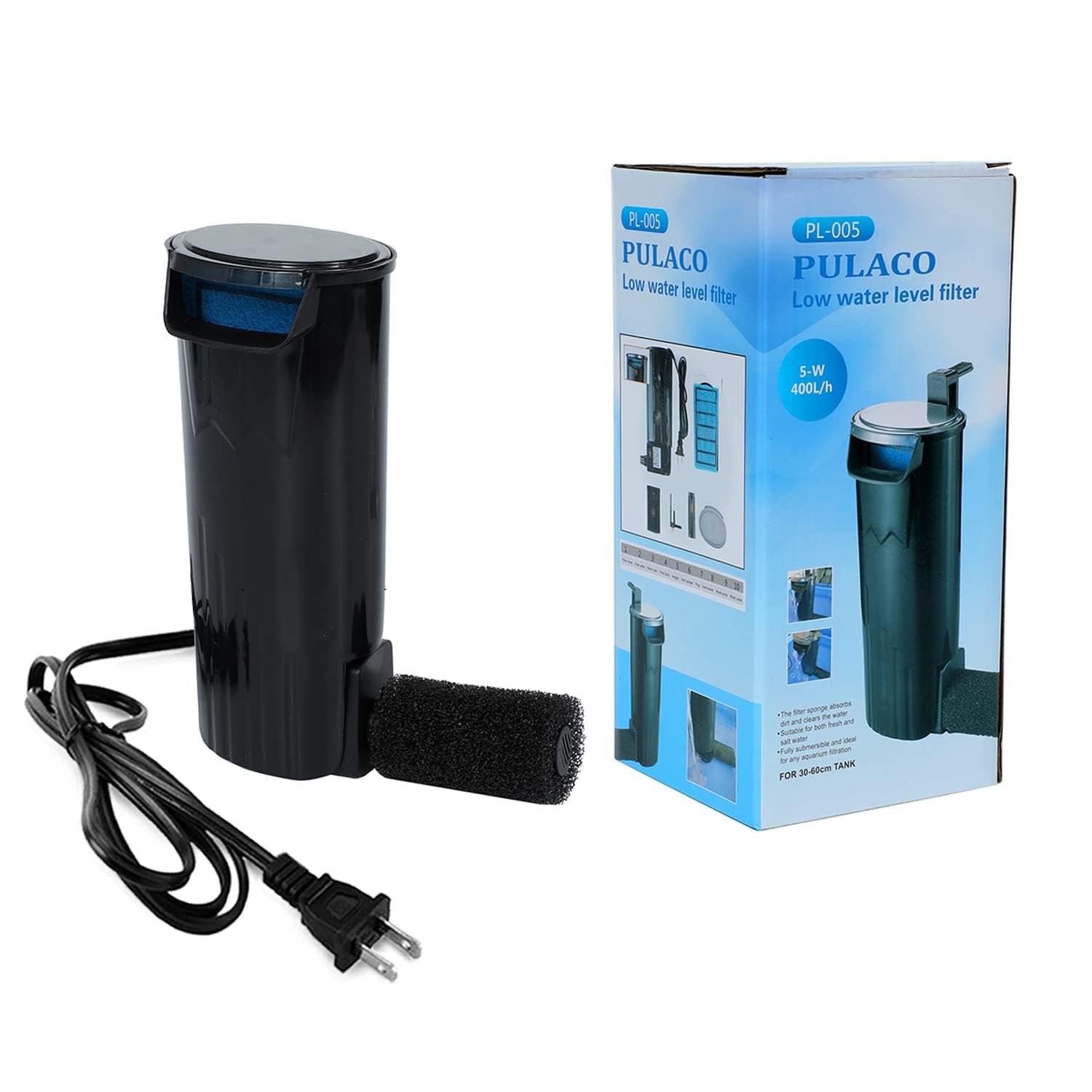 PULACO internal filter up-to-20-gallon suitability for turtles, frogs, and fish