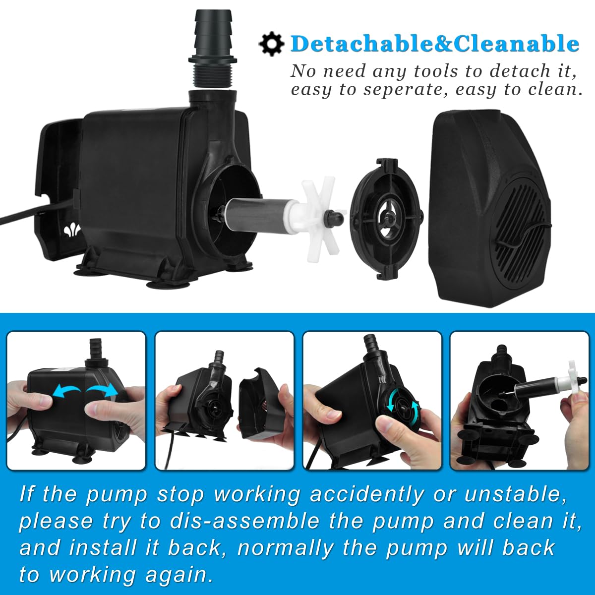 PULACO Large Flow pump silicone tubing, showing flexible setup and easy maintenance.