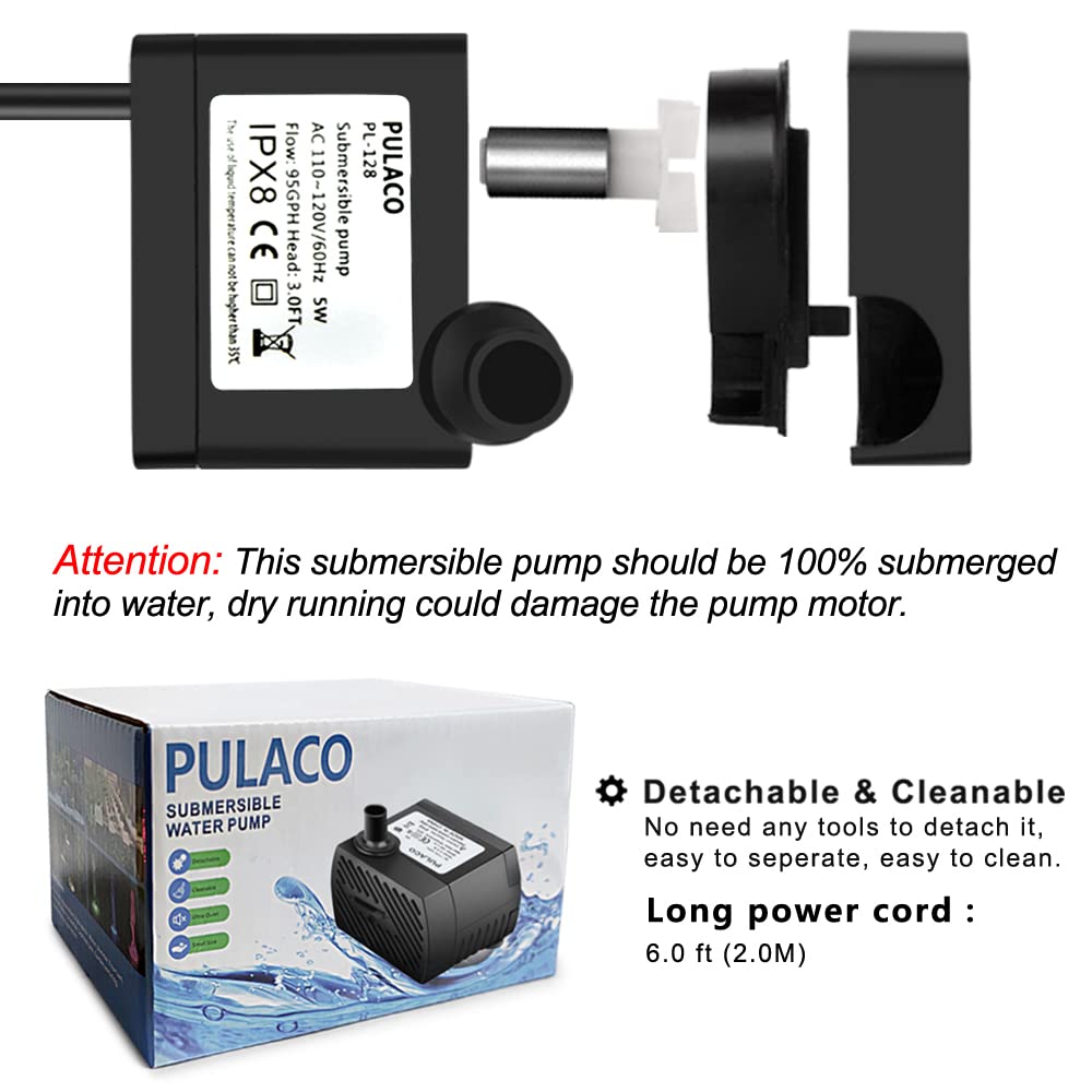 Pulaco mini submersible pump detachable for easy cleaning without tools.