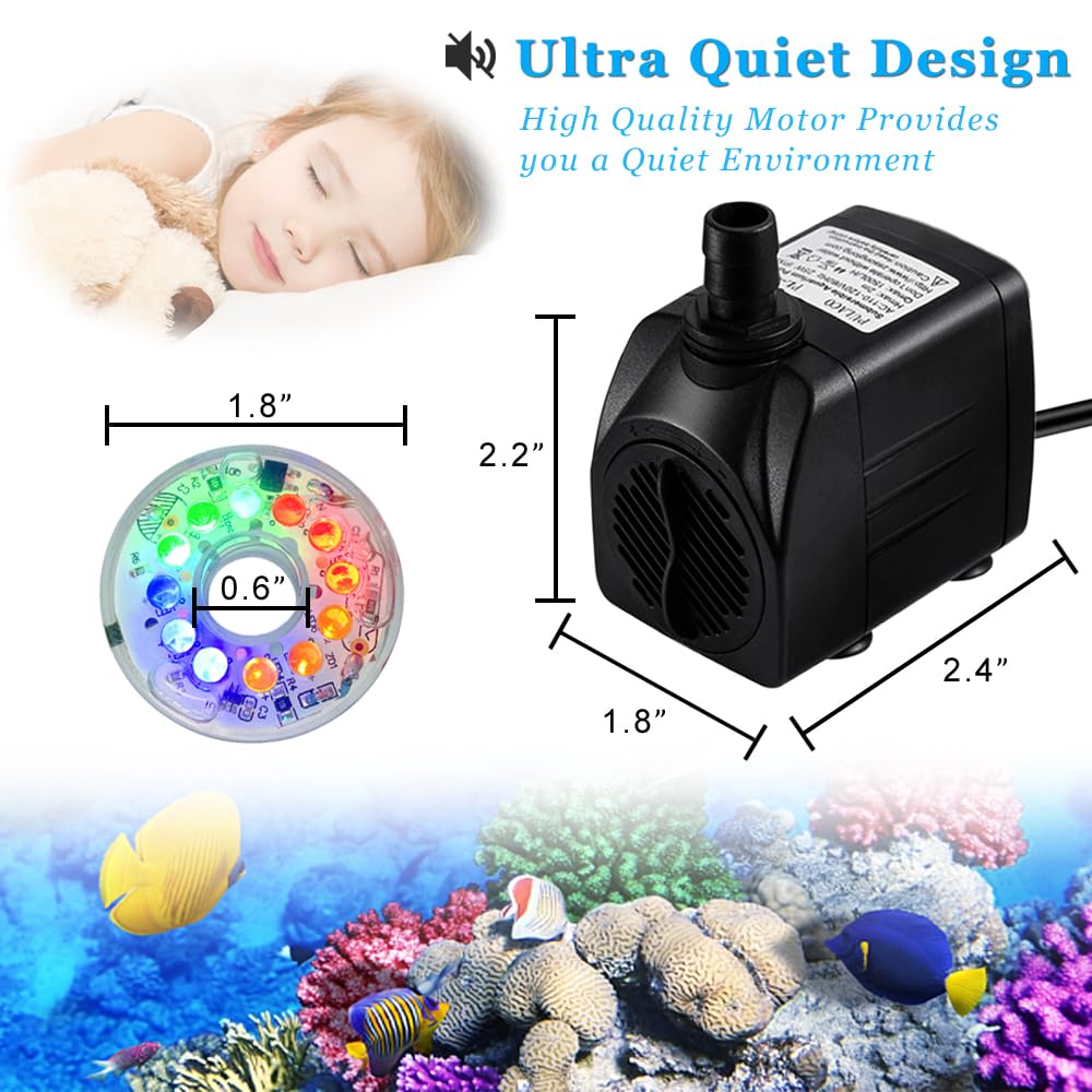 PULACO quiet submersible motor runs water features with minimal noise.
