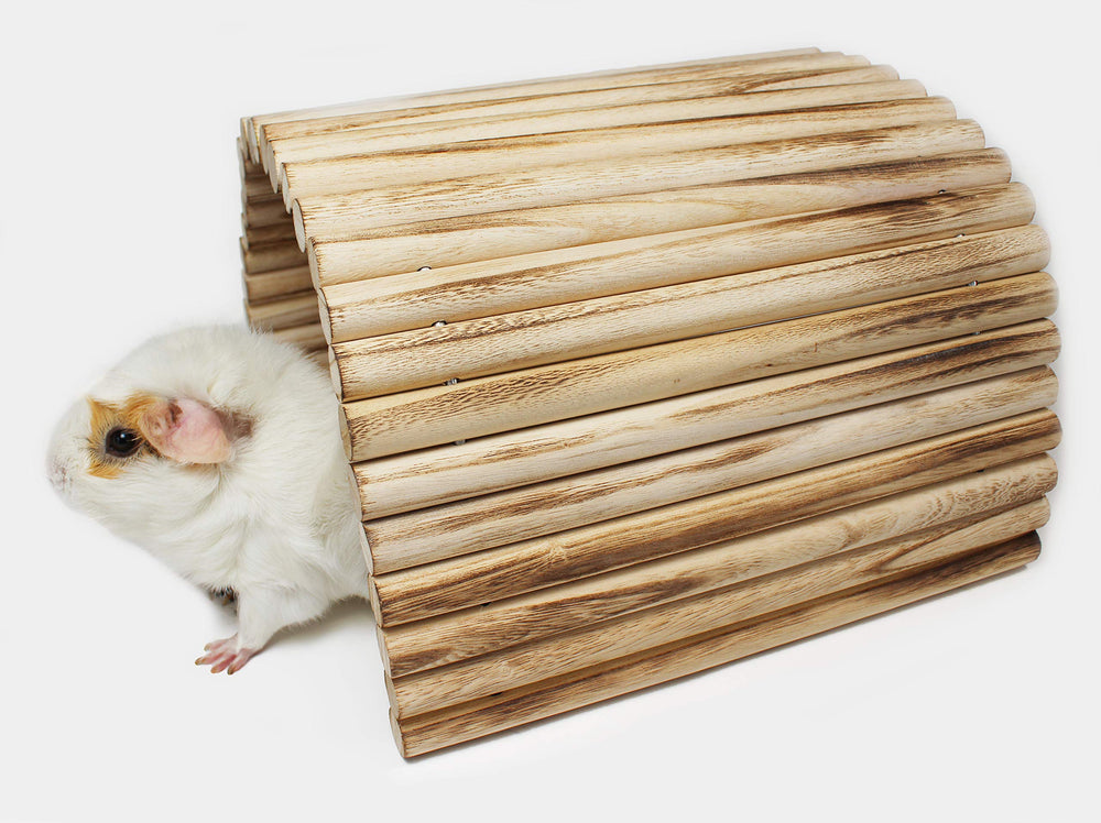 Pulse Brands Flexible Wood Hideout hideout entrance illustrating safe chew-friendly design for curious pets