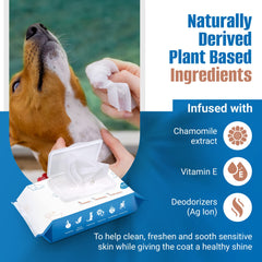 PUMBLER dog wipes pack open for quick cleaning on the go