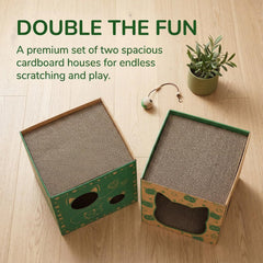 Pumtus cardboard cat house four windows provide curious viewing angles.