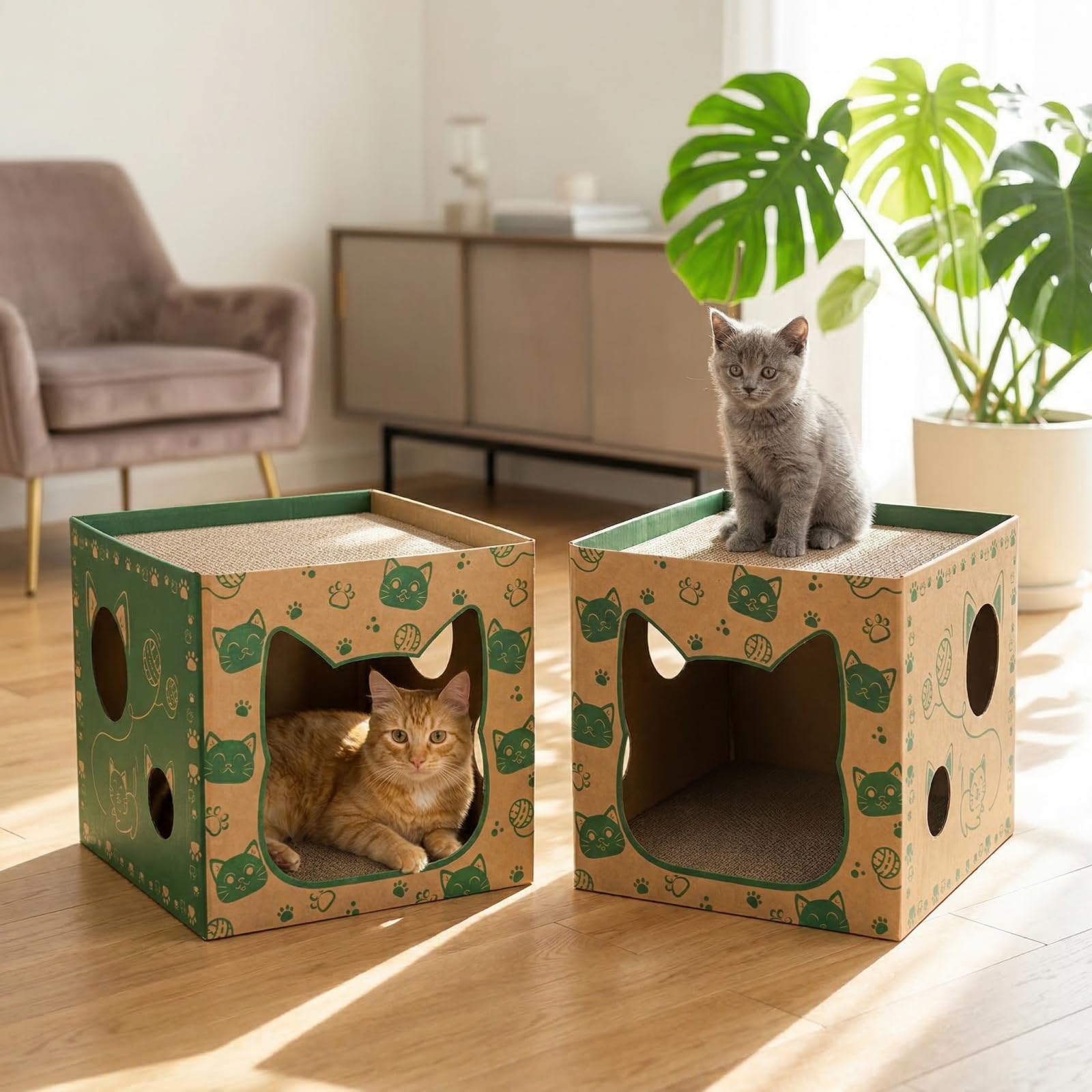 Pumtus cardboard cat house makes a thoughtful gift for cat lovers.