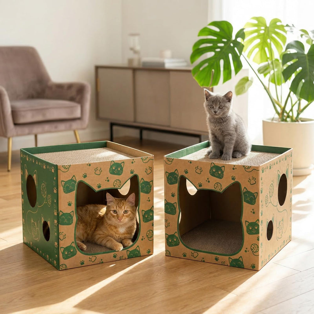 Pumtus cardboard cat house makes a thoughtful gift for cat lovers.