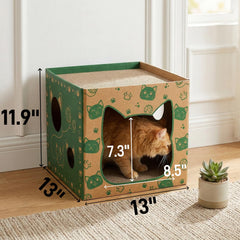 Pumtus cat house side view shows sturdy construction and play space.