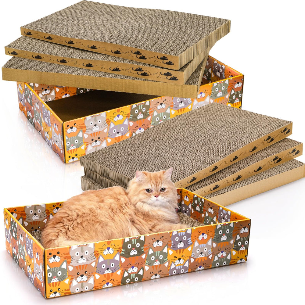 Pumtus set of two cat scratching boxes for indoor lounging and play.