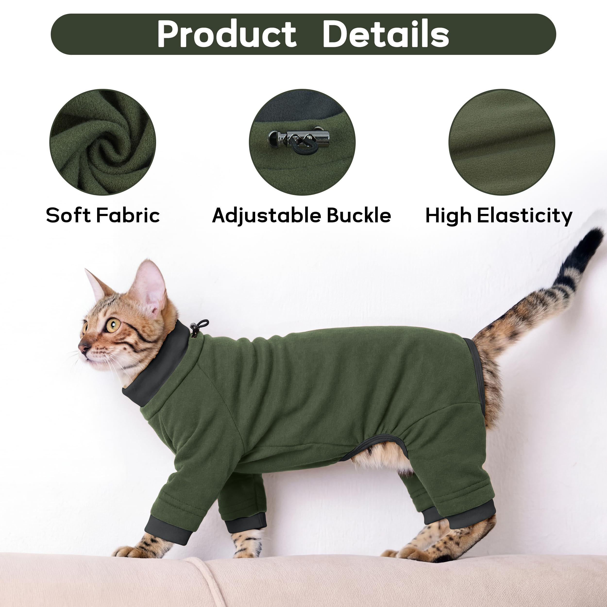 PUMYPOREITY cat onesie laid flat to illustrate easy pull-on fit.