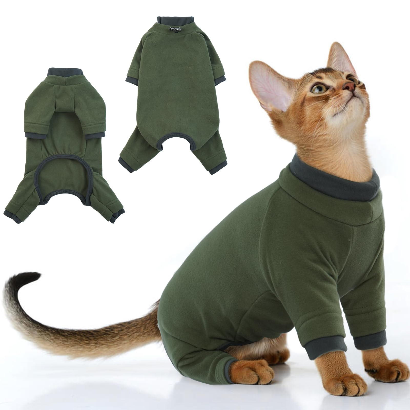 PUMYPOREITY sticky hair cat onesie front view for fur control during daily wear.