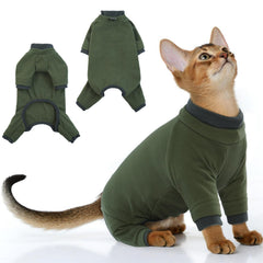 PUMYPOREITY sticky hair cat onesie front view for fur control during daily wear.