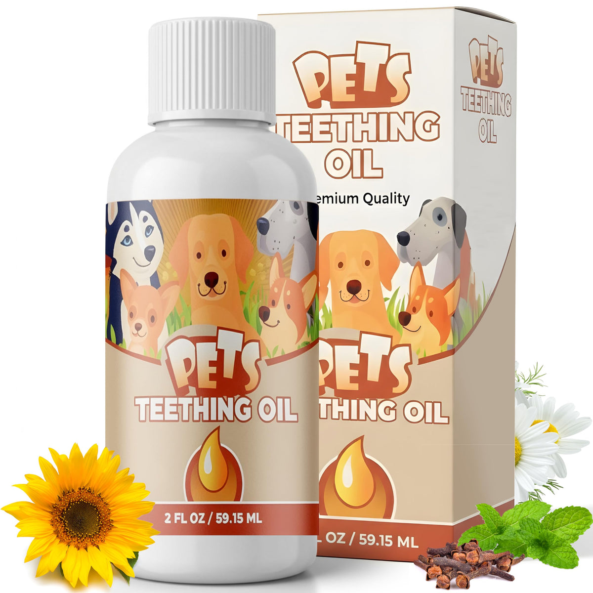 Punkin Butt teething oil applied to puppy gums for soothing teething discomfort
